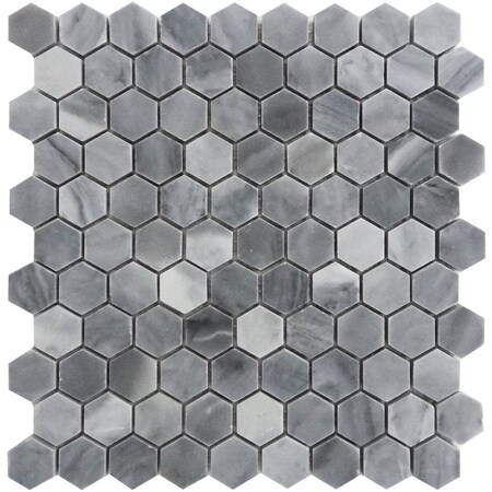 Apollo Tile Bardiglio Hexagon 4.71 sq.ft 11.3 in. x12 in. Marble Mosaic Tile, 5PK APLSE99G08EC46